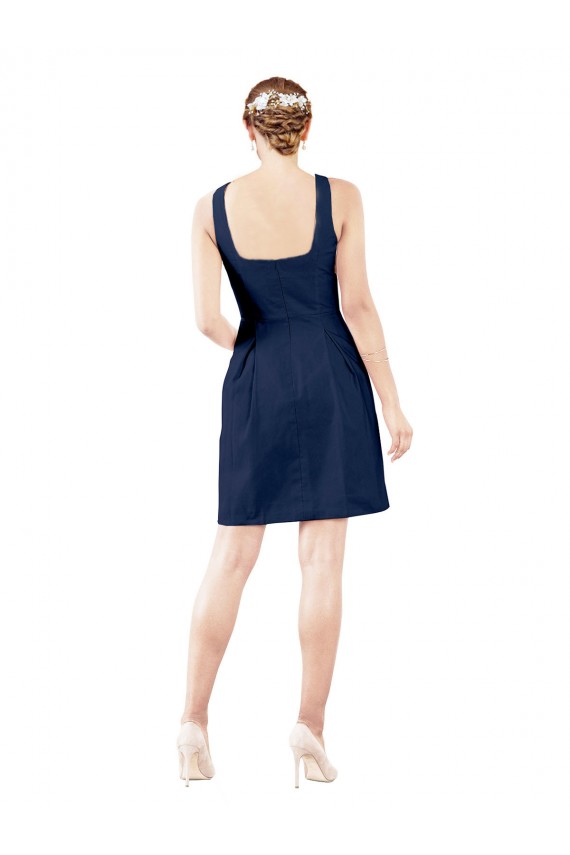 Satin A-Line Knee Length Sleeveless Bridesmaid Gown Barrie