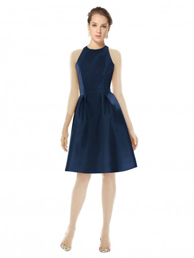Satin A-Line Cocktail Length Sleeveless Bridesmaid Dress Barrie