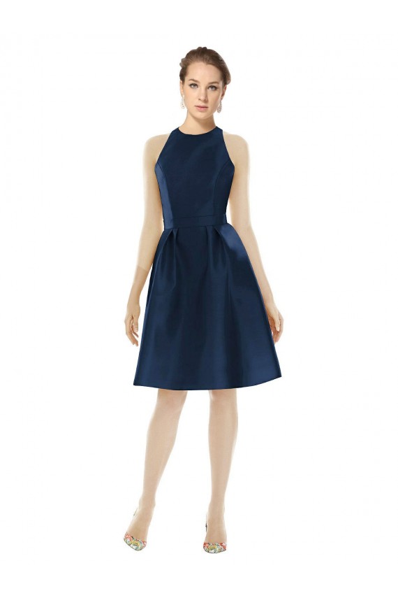 Satin A-Line Cocktail Length Sleeveless Bridesmaid Dress Barrie