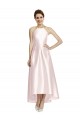 Satin A-Line Long Sleeveless Criss Cross Open Back High Low Bridesmaid Dress Barrie