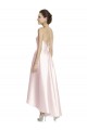 Satin A-Line Long Sleeveless Criss Cross Open Back High Low Bridesmaid Dress Barrie