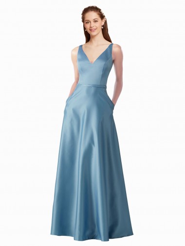 Satin A-Line Long Sleeveless Black Tie Prom Dress / Bridesmaid Dress Barrie
