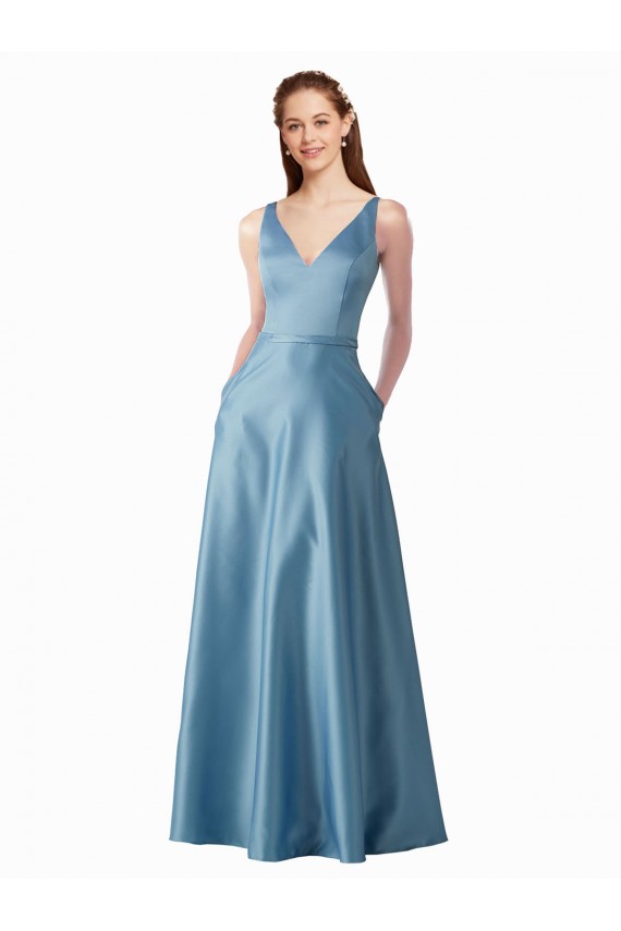 Satin A-Line Long Sleeveless Black Tie Prom Dress / Bridesmaid Dress Barrie