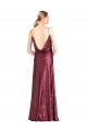 Sequin A-Line Long Sleeveless Burgundy Prom Dresses Barrie