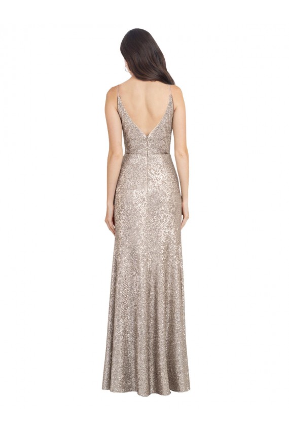 Sequin & Sparkling Sequin Sheath Long Sleeveless V-Back Formal Evening Gown / Prom Dress / Bridesmaid Dress Barrie