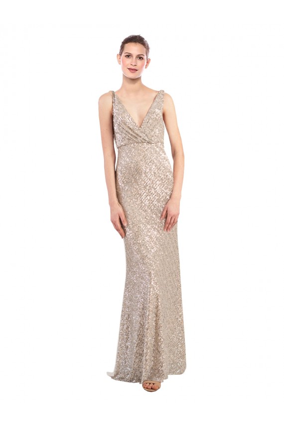 Sequin & Sparkling Sequin Sheath Long Sleeveless Low Back Formal Evening Gown / Prom Dress / Bridesmaid Dress Barrie