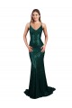 Sequin Mermaid Long Sleeveless Low Back Dark Green Prom Dresses Barrie