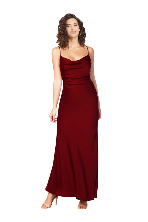 Silk like Satin Sheath Long Sleeveless Low Back Black Tie Evening Gown / Prom Dress / Bridesmaid Dress Barrie