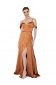 Silk like Satin A-Line Long Cold Shoulder Low Back Formal Evening Gown / Prom Dress / Bridesmaid Dress Barrie