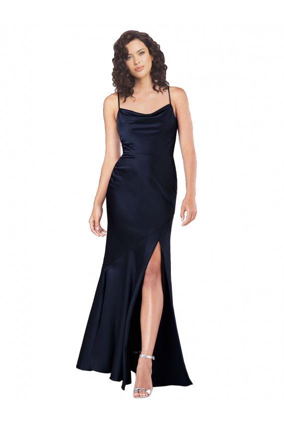 Silk like Satin A-Line Long Sleeveless Black Tie Evening Gown / Prom Dress / Bridesmaid Dress Barrie