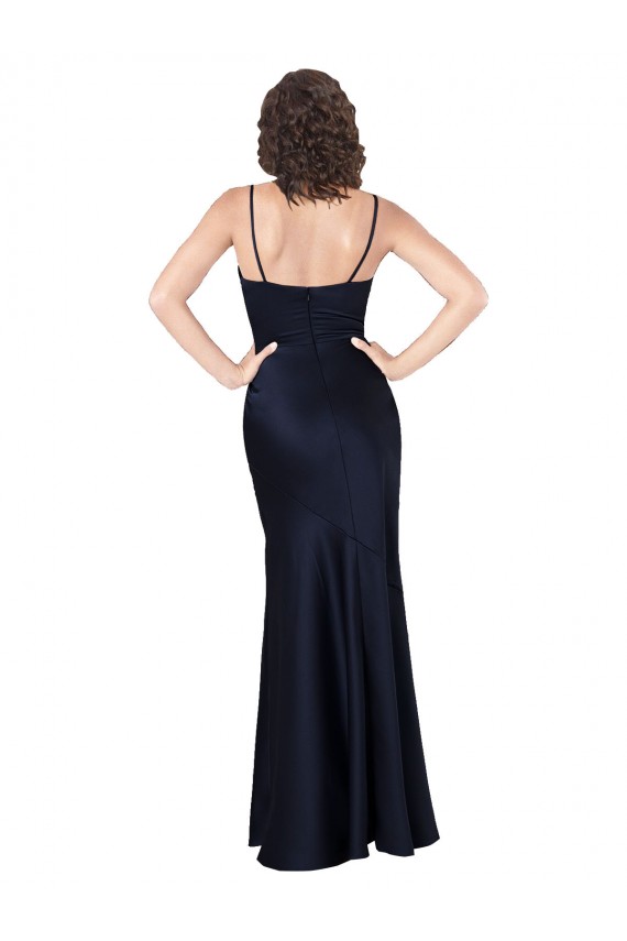 Silk like Satin A-Line Long Sleeveless Black Tie Evening Gown / Prom Dress / Bridesmaid Dress Barrie