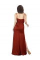 Silk like Satin A-Line Long Sleeveless Low Back Skirt Slit Prom Dresses Barrie