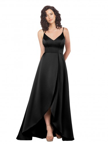 Silk like Satin A-Line Sleeveless Black High Low Evening Gown / Prom Dress / Bridesmaid Dress Barrie
