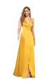 Silk like Satin A-Line Long Sleeveless Open Back Front Slit Formal Dress / Bridesmaid Dress Barrie