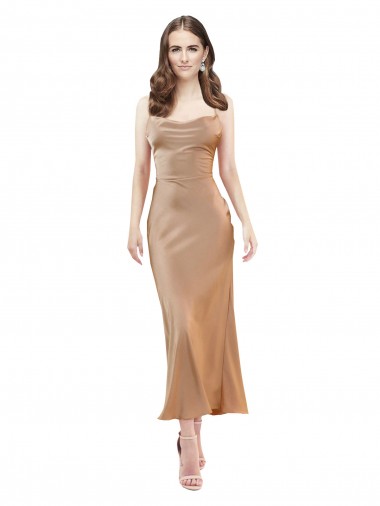 Silk like Satin Sheath Midi Length Sleeveless Low Back Formal Evening Gown / Prom Dress / Bridesmaid Dress Barrie
