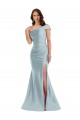 Silk like Satin Mermaid Long Sleeveless Light Sky Blue Prom Dresses Barrie