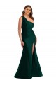 Silk like Satin Mermaid Long Sleeveless Front Slit Prom Dresses Barrie