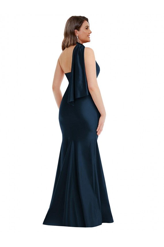 Silk like Satin Mermaid Long Sleeveless Front Slit Formal Plus Size Evening Gown / Prom Dress / Bridesmaid Dress Barrie