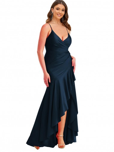 Silk like Satin Mermaid Long Sleeveless High Low Plus Size Evening Gown / Prom Dress / Bridesmaid Dress Barrie