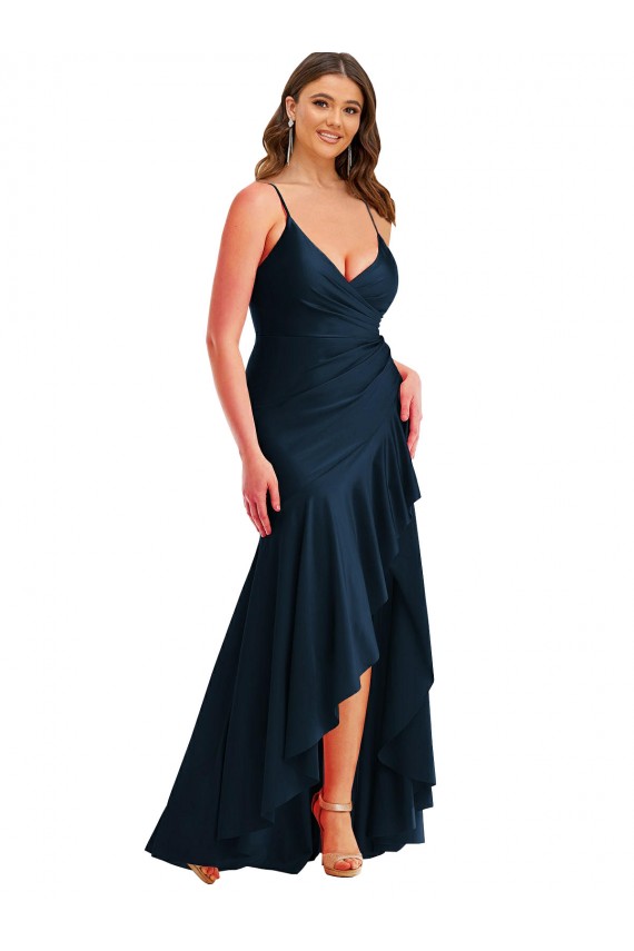 Silk like Satin Mermaid Long Sleeveless High Low Plus Size Evening Gown / Prom Dress / Bridesmaid Dress Barrie