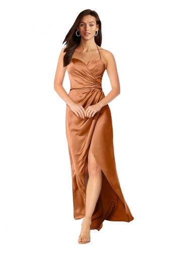 Silk like Satin A-Line Long Sleeveless Low Back High Low Evening Gown / Prom Dress / Bridesmaid Dress Barrie