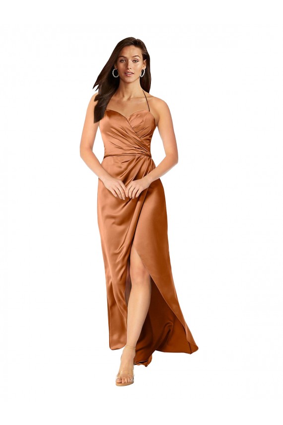 Silk like Satin A-Line Long Sleeveless Low Back High Low Evening Gown / Prom Dress / Bridesmaid Dress Barrie