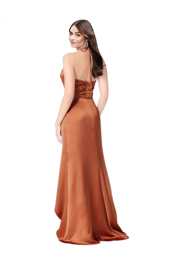 Silk like Satin A-Line Long Sleeveless Low Back High Low Evening Gown / Prom Dress / Bridesmaid Dress Barrie