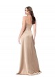Silk like Satin A-Line Long Sleeveless Low Back Champagne Pink Prom Dresses Barrie