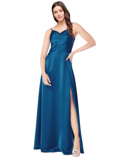 Silk like Satin A-Line Long Sleeveless Low Back Formal Evening Gown / Prom Dress / Bridesmaid Dress Barrie