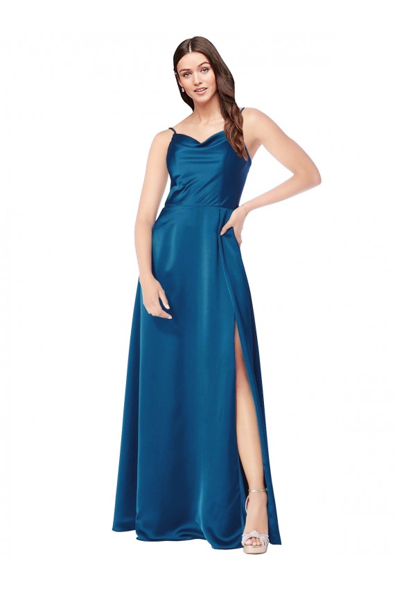 Silk like Satin A-Line Long Sleeveless Low Back Formal Evening Gown / Prom Dress / Bridesmaid Dress Barrie