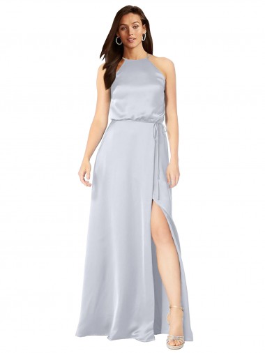 Silk like Satin A-Line Long Sleeveless Low Back Formal Evening Gown / Bridesmaid Dress Barrie
