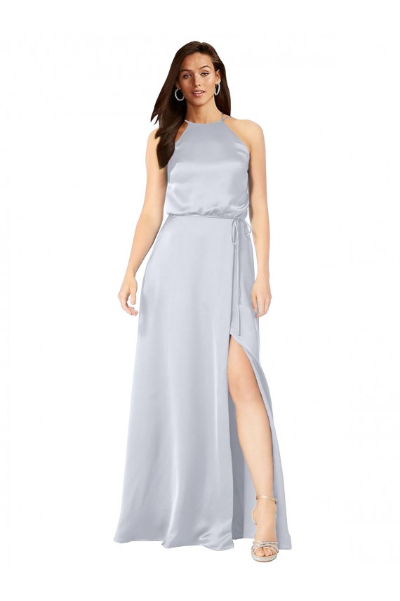 Silk like Satin A-Line Long Sleeveless Low Back Formal Evening Gown / Bridesmaid Dress Barrie