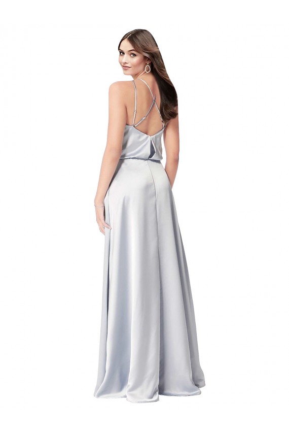 Silk like Satin A-Line Long Sleeveless Low Back Formal Evening Gown / Bridesmaid Dress Barrie