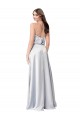 Silk like Satin A-Line Long Sleeveless Low Back Formal Evening Gown / Bridesmaid Dress Barrie