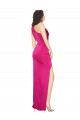 Silk like Satin Sheath Long Sleeveless High Side Slit Prom Dresses Barrie