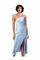 Silk like Satin A-Line Midi Length Sleeveless High Side Slit Prom Dresses Barrie