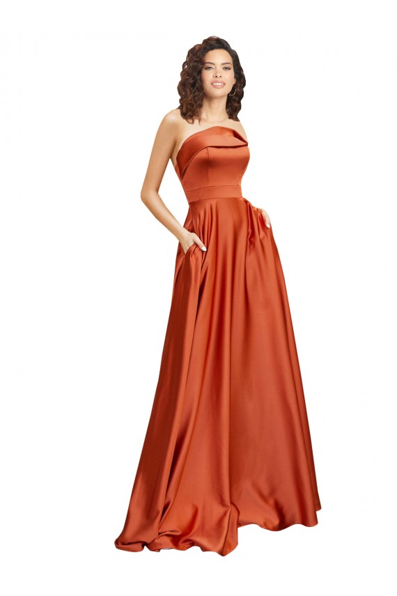 Silk like Satin A-Line Sweep Train Sleeveless Low Back Formal Evening Gown / Prom Dress / Bridesmaid Dress Barrie