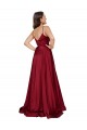 Silk like Satin A-Line Long Sleeveless Low Back High Slit Prom Dresses Barrie