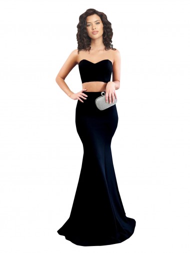 Stretch Crepe Mermaid Long Sleeveless Low Back Prom Dresses Barrie