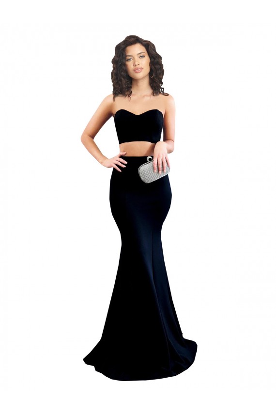 Stretch Crepe Mermaid Long Sleeveless Low Back Prom Dresses Barrie