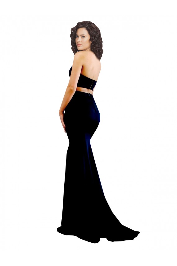 Stretch Crepe Mermaid Long Sleeveless Low Back Prom Dresses Barrie