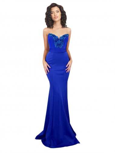 Stretch Crepe Mermaid Long Sleeveless Royal Blue Low Back Formal Evening Gown / Prom Dress / Bridesmaid Dress Barrie