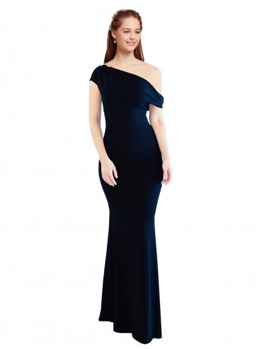 Stretch Crepe Mermaid Long Sleeveless One Shoulder Prom Dresses Barrie
