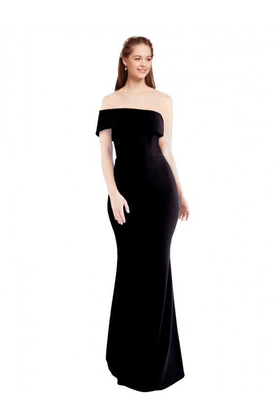 Stretch Crepe Mermaid Long Sleeveless Keyhole Back Prom Dresses Barrie