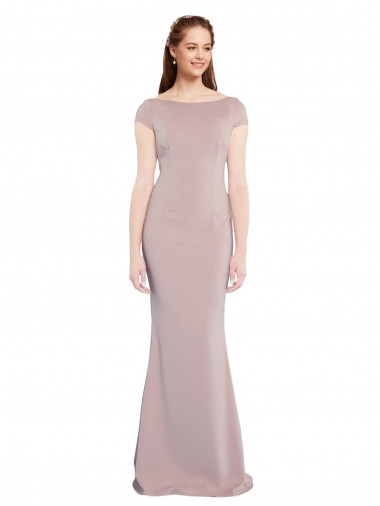 Stretch Crepe Mermaid Long Cap Sleeves Tie Back Formal Evening Gown / Prom Dress / Bridesmaid Dress Barrie