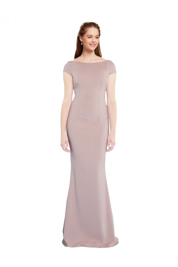 Stretch Crepe Mermaid Long Cap Sleeves Tie Back Formal Evening Gown / Prom Dress / Bridesmaid Dress Barrie