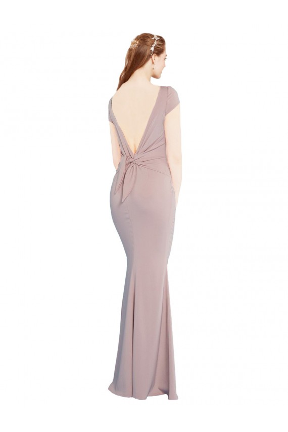 Stretch Crepe Mermaid Long Cap Sleeves Tie Back Formal Evening Gown / Prom Dress / Bridesmaid Dress Barrie