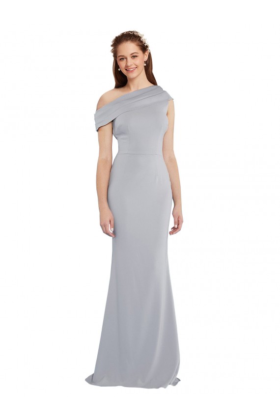 Stretch Crepe Mermaid Long Sleeveless Grey Formal Dress / Bridesmaid Dress Barrie