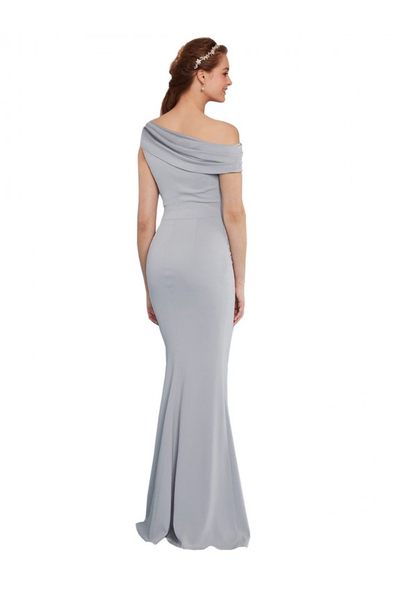 Stretch Crepe Mermaid Long Sleeveless Grey Formal Dress / Bridesmaid Dress Barrie