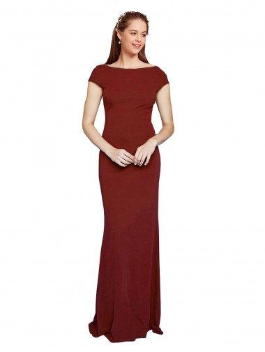 Stretch Crepe Mermaid Long Cap Sleeves Keyhole Back Formal Evening Gown / Prom Dress / Bridesmaid Dress Barrie